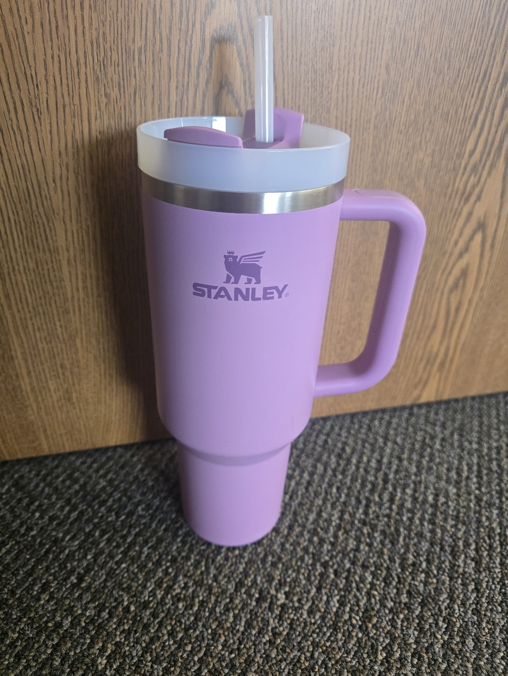 Stanley Lilac Travel Mug with White Lid and Clear Straw